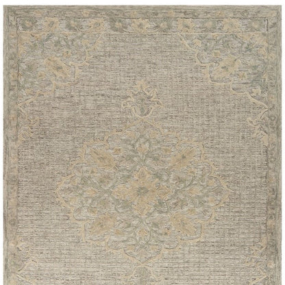 9' X 12' Beige Distressed Floral Area Rug