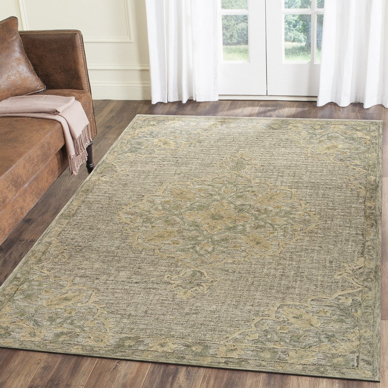 8' X 10' Beige Wool Handmade Area Rug