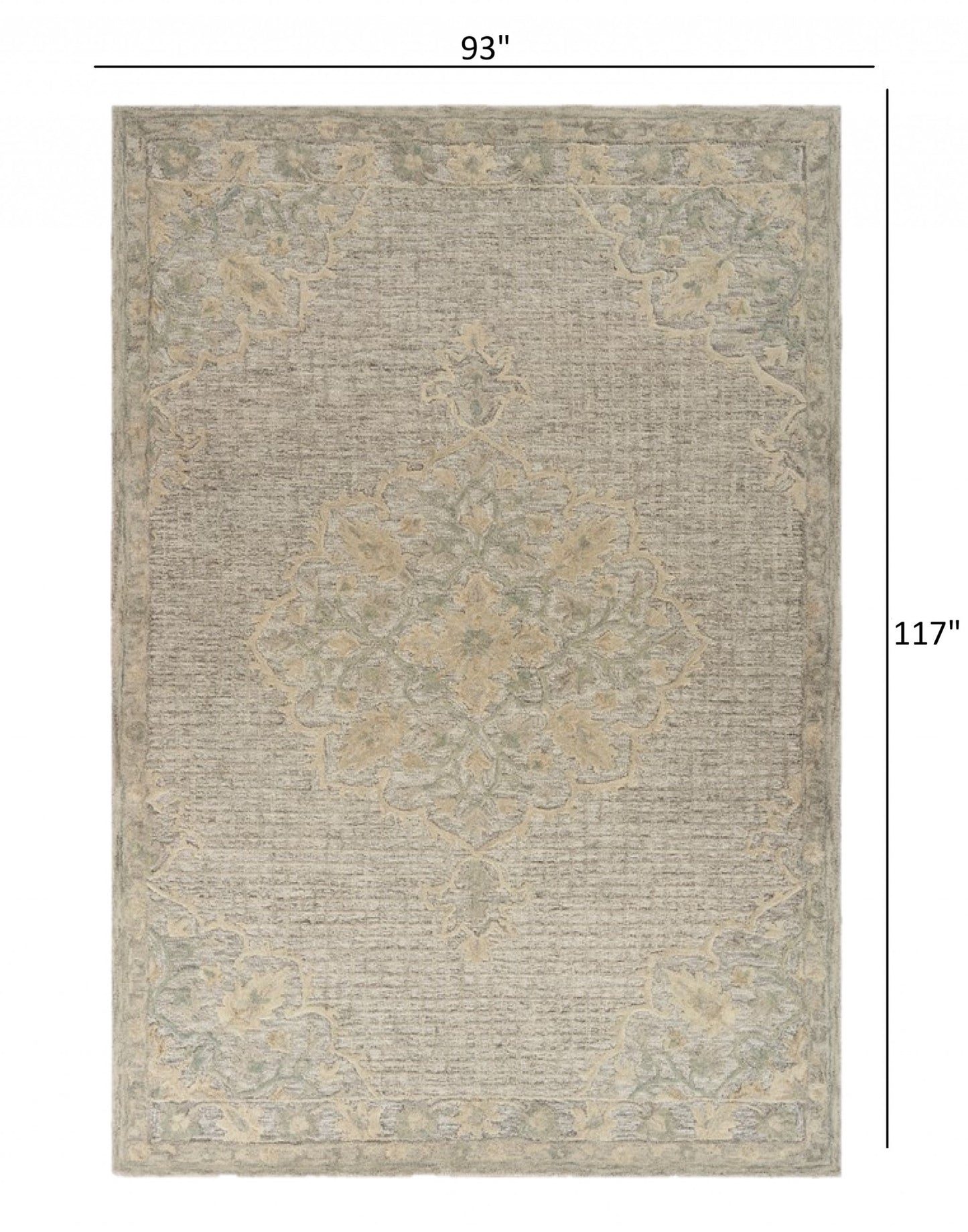 5' X 8' Beige Wool Handmade Area Rug