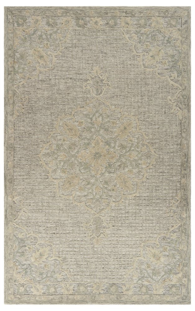 9' X 12' Beige Distressed Floral Area Rug