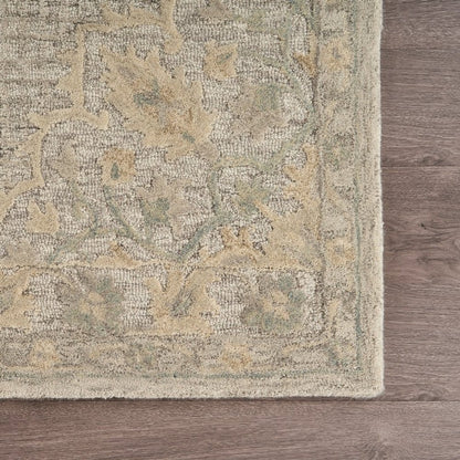 9' X 12' Beige Distressed Floral Area Rug