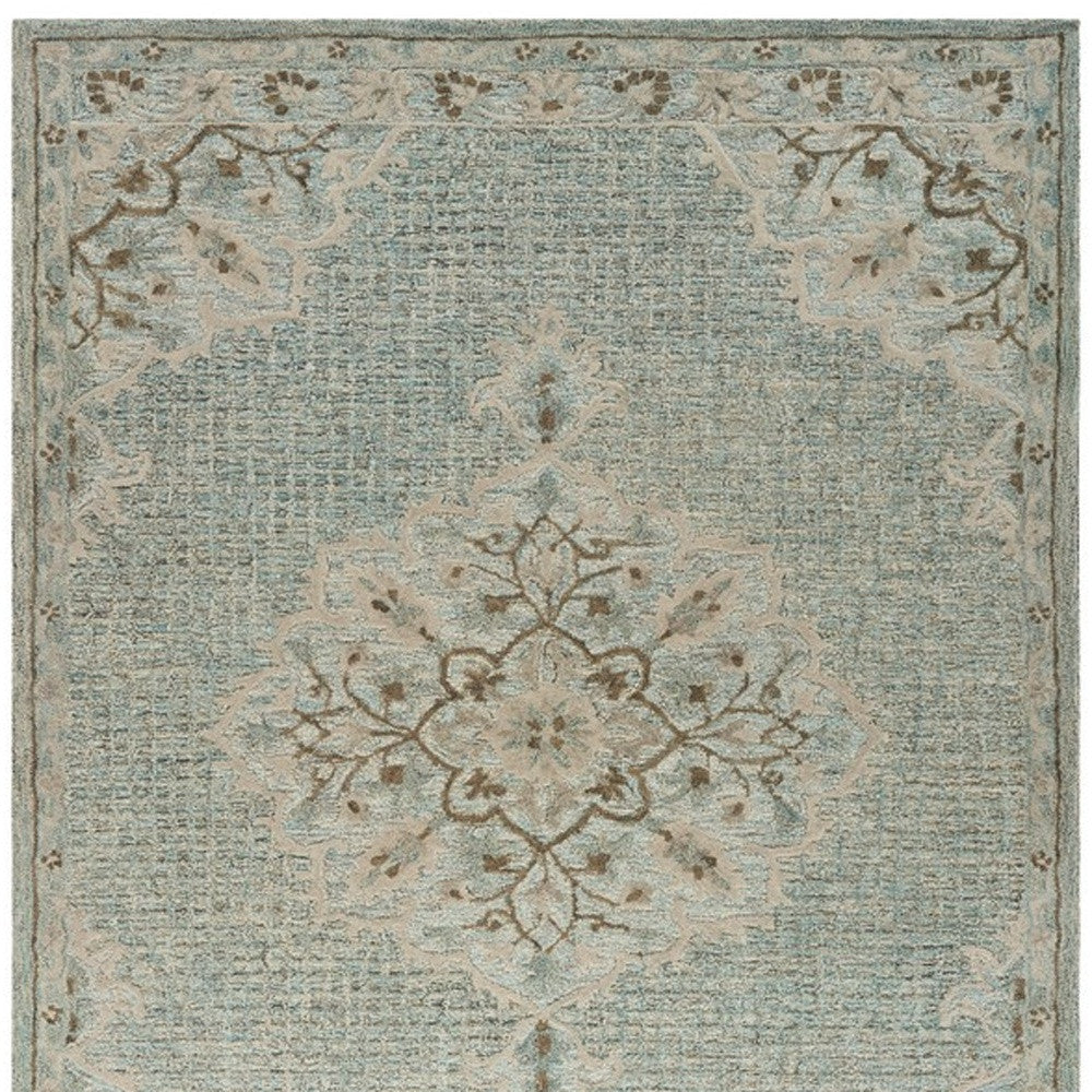 8' X 10' Blue Wool Hand Tufted Area Rug