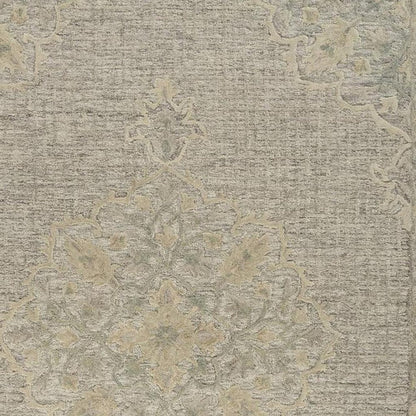 9' X 12' Blue Wool Floral Medallion Hand Tufted Area Rug