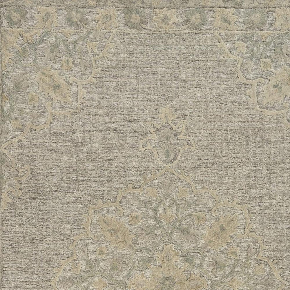 9' X 12' Blue Wool Floral Medallion Hand Tufted Area Rug