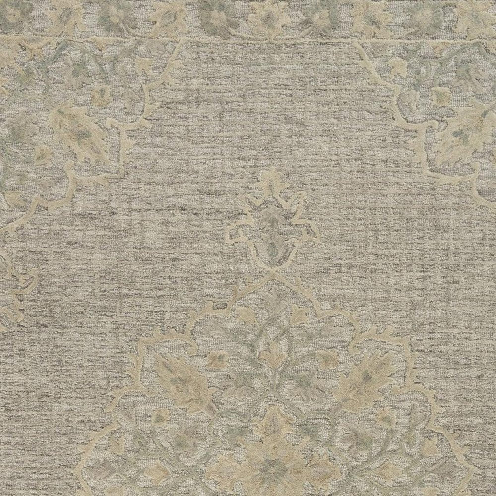 9' X 12' Blue Wool Floral Medallion Hand Tufted Area Rug