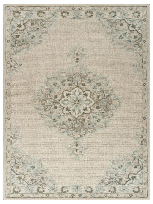 5' X 8' Ivory Wool Handmade Area Rug