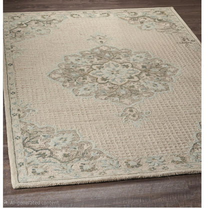9' X 12' Ivory Wool Handmade Area Rug