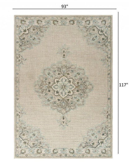 8' X 10' Ivory Wool Handmade Area Rug
