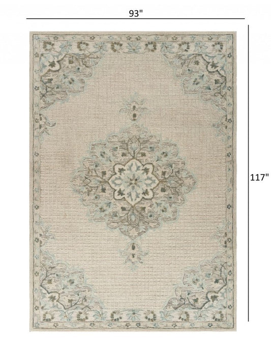8' X 10' Ivory Wool Handmade Area Rug