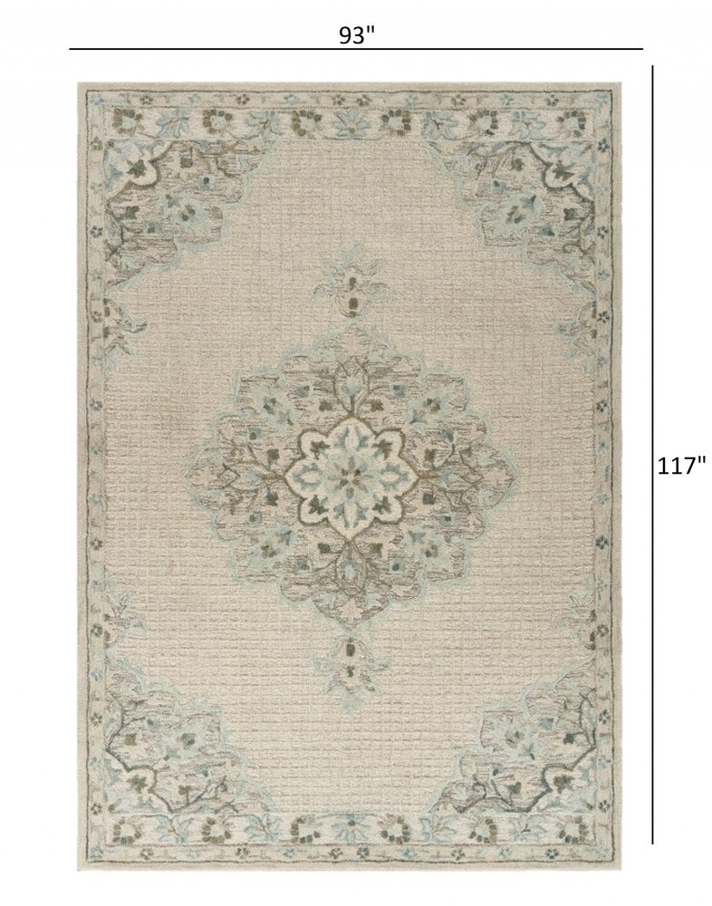 8' X 10' Ivory Wool Handmade Area Rug