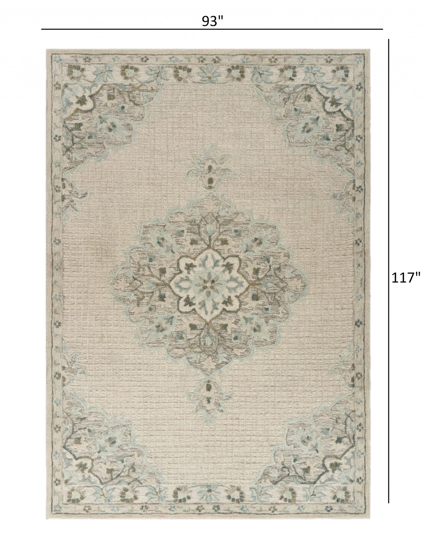 5' X 8' Ivory Wool Handmade Area Rug