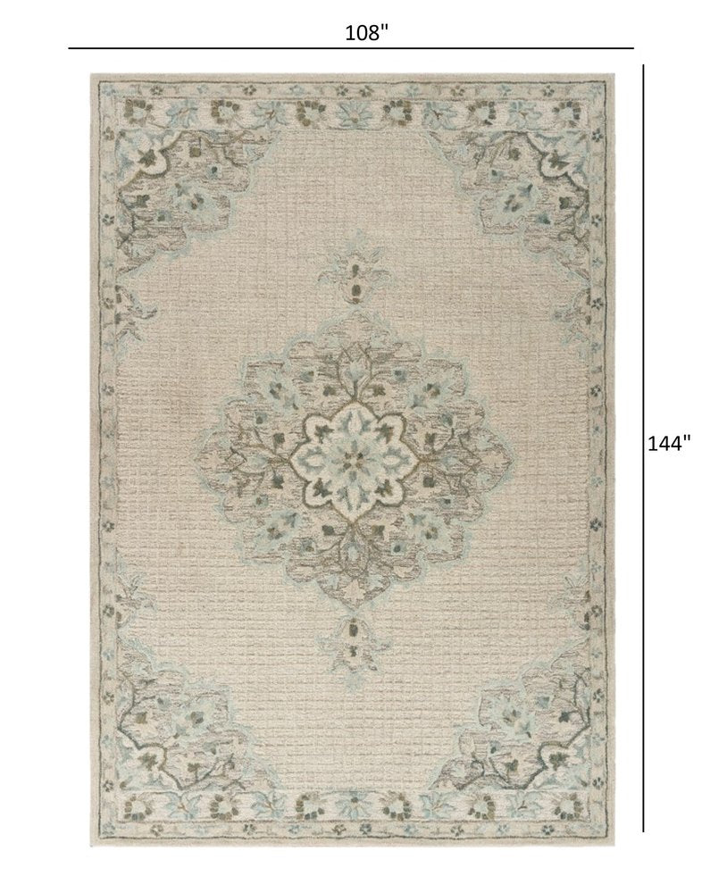9' X 12' Ivory Wool Handmade Area Rug