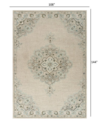 9' X 12' Ivory Wool Handmade Area Rug