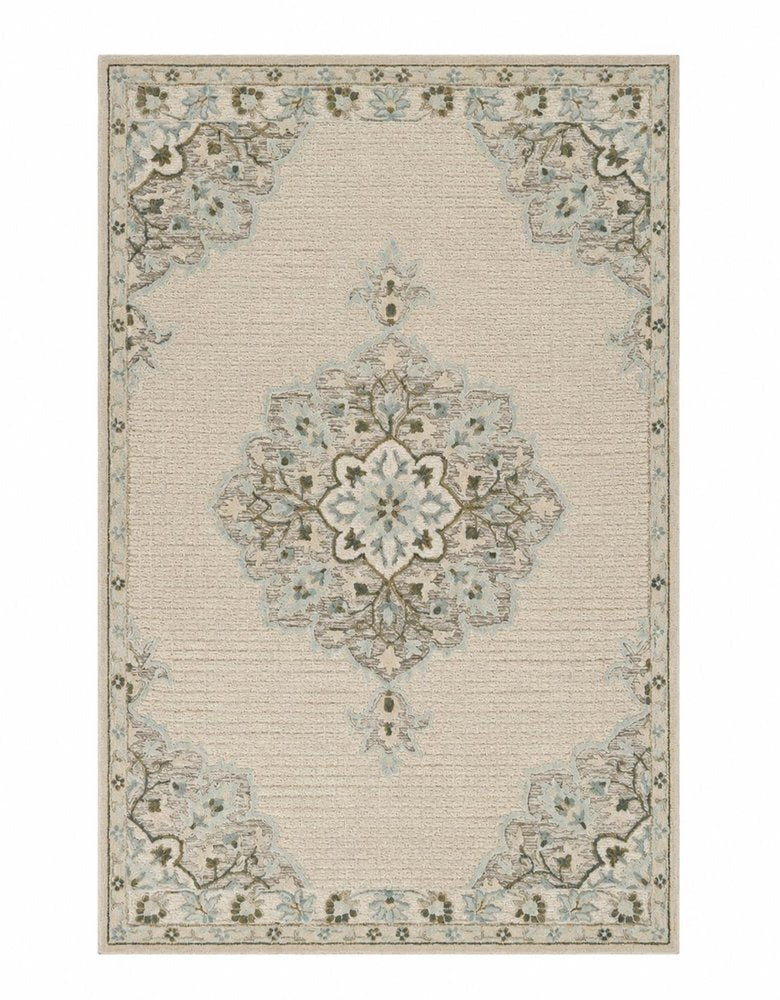 9' X 12' Ivory Wool Handmade Area Rug