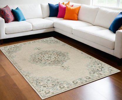 8' X 10' Ivory Wool Handmade Area Rug