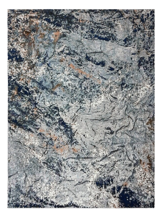 8' X 10' Navy and Gray Abstract Ice Area Rug