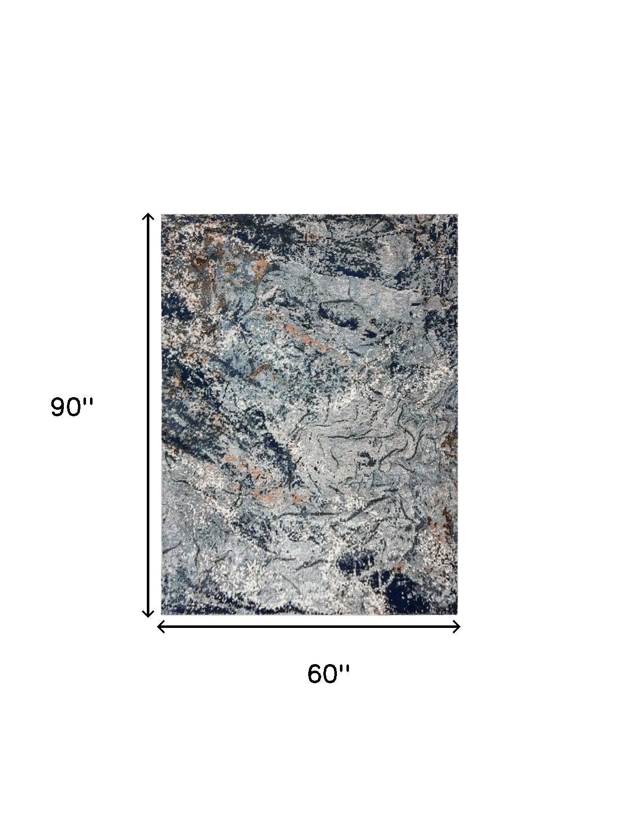 8' X 10' Navy and Gray Abstract Ice Area Rug