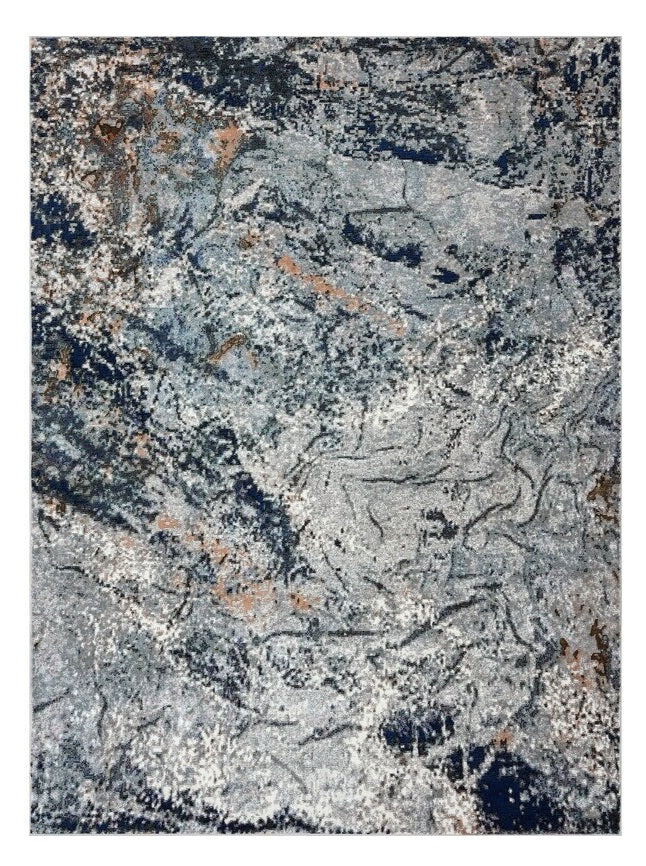 8' X 10' Navy and Gray Abstract Ice Area Rug