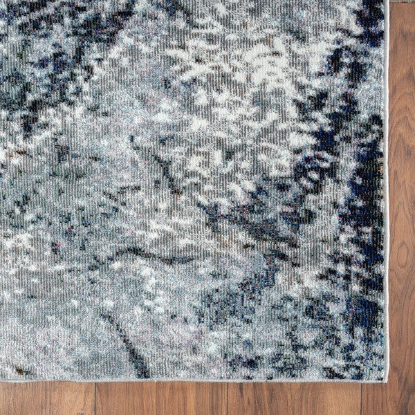 5' X 8' Navy and Gray Abstract Ice Area Rug