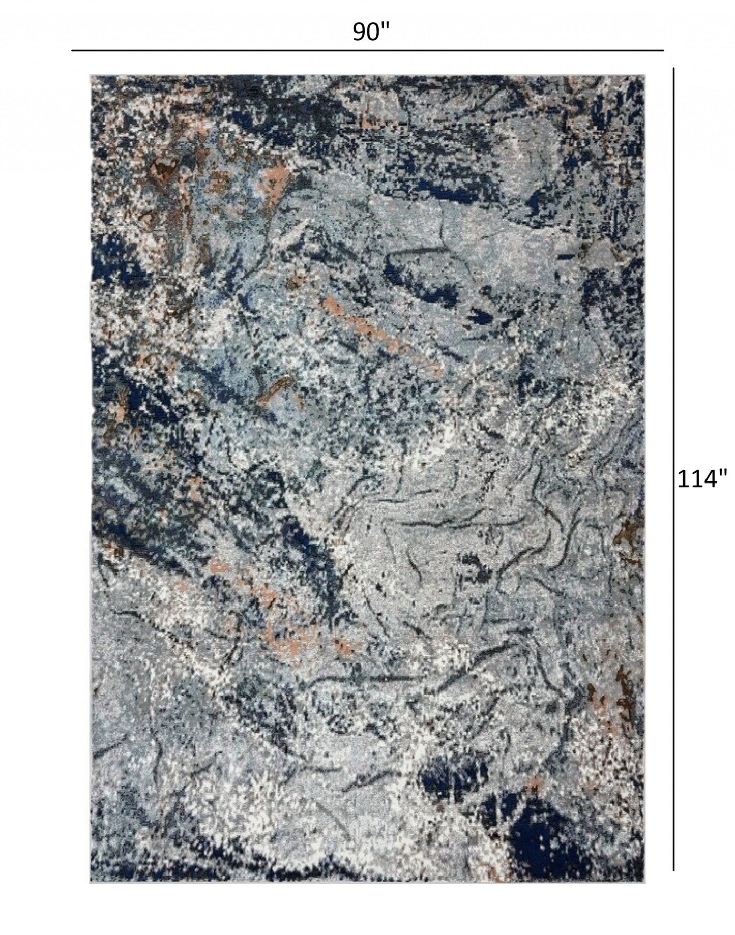 8' X 10' Navy and Gray Abstract Ice Area Rug