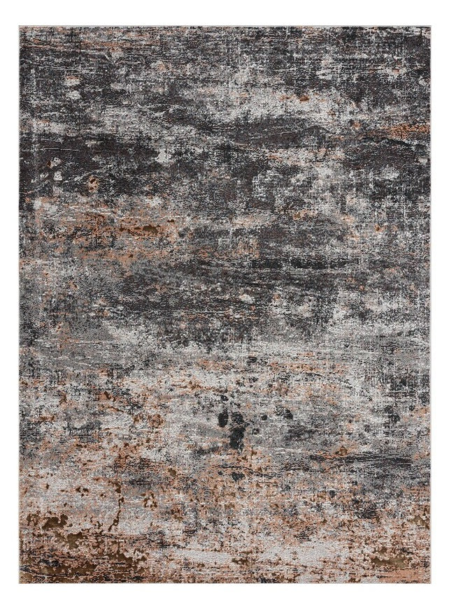 5' X 8' Gray And Orange Storm Area Rug