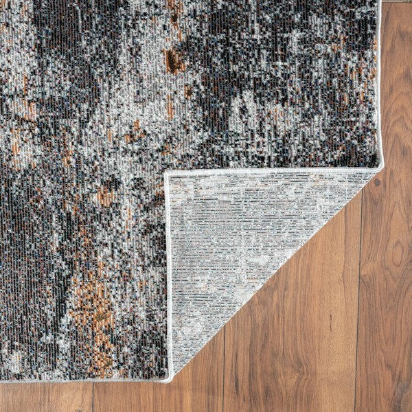 5' X 8' Gray And Orange Storm Area Rug