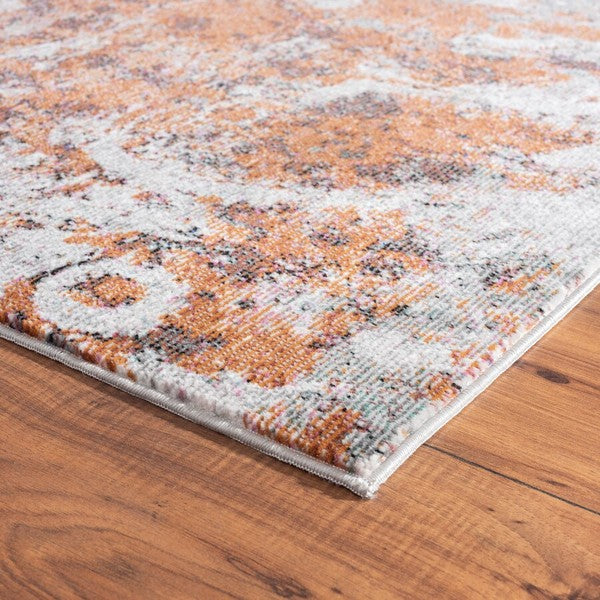 5' X 8' Brown and White Abstract Earth Area Rug