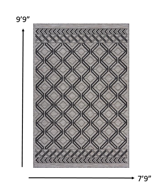 5' X 7' Black And Tan Indoor Outdoor Area Rug