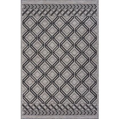 5' X 7' Black And Tan Indoor Outdoor Area Rug