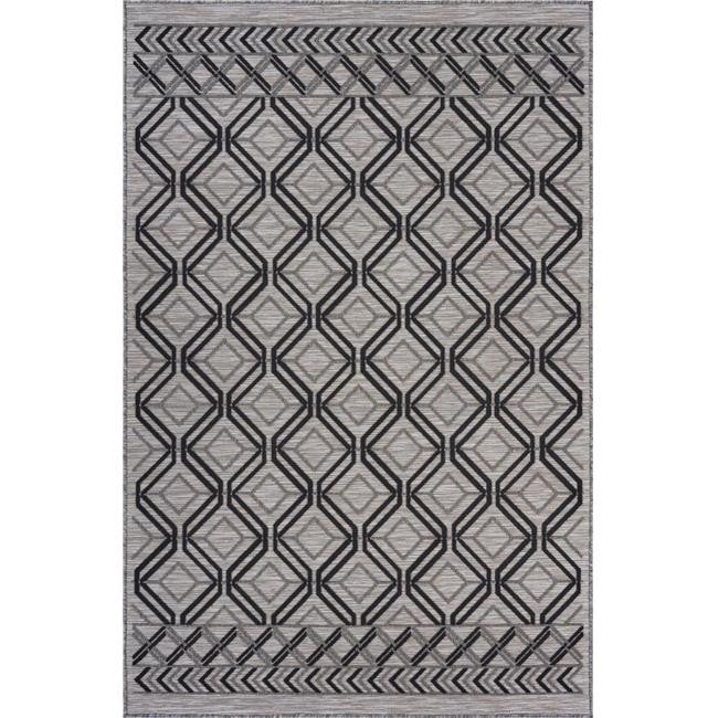 5' X 7' Black And Tan Indoor Outdoor Area Rug