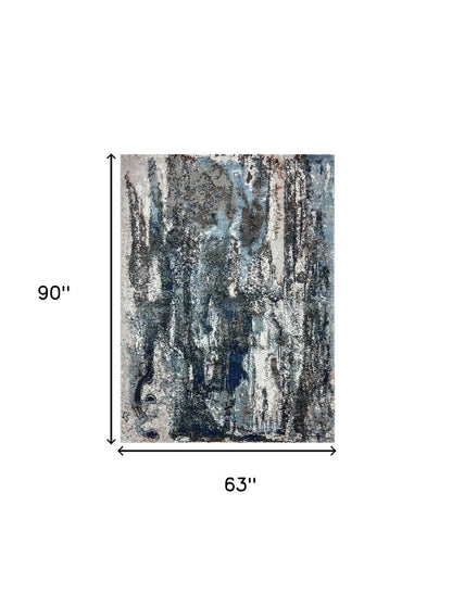 8' X 10' Shades of Blue and Gray Abstract Marble Area Rug