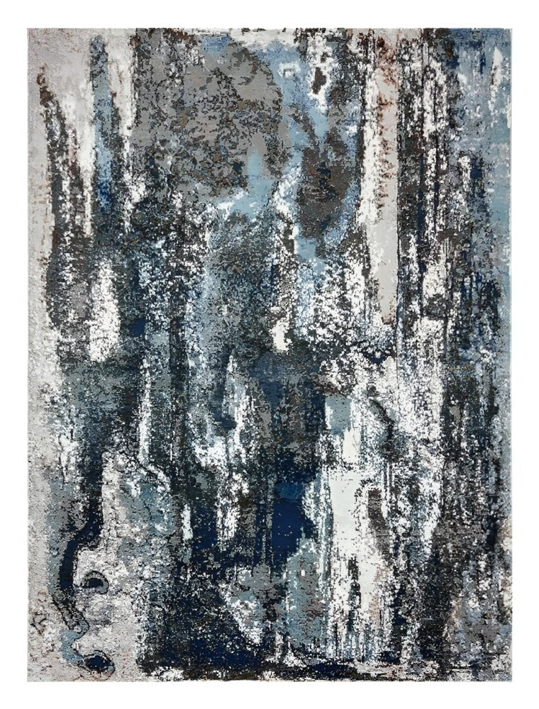 8' X 10' Shades of Blue and Gray Abstract Marble Area Rug