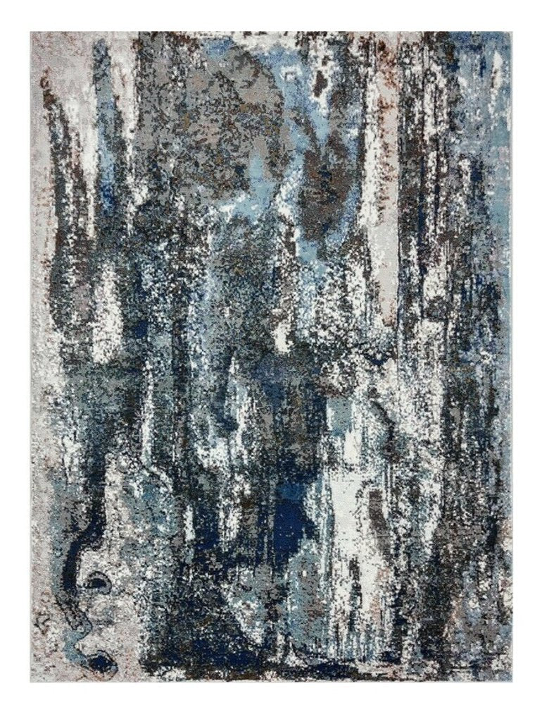 8' X 10' Shades of Blue and Gray Abstract Marble Area Rug