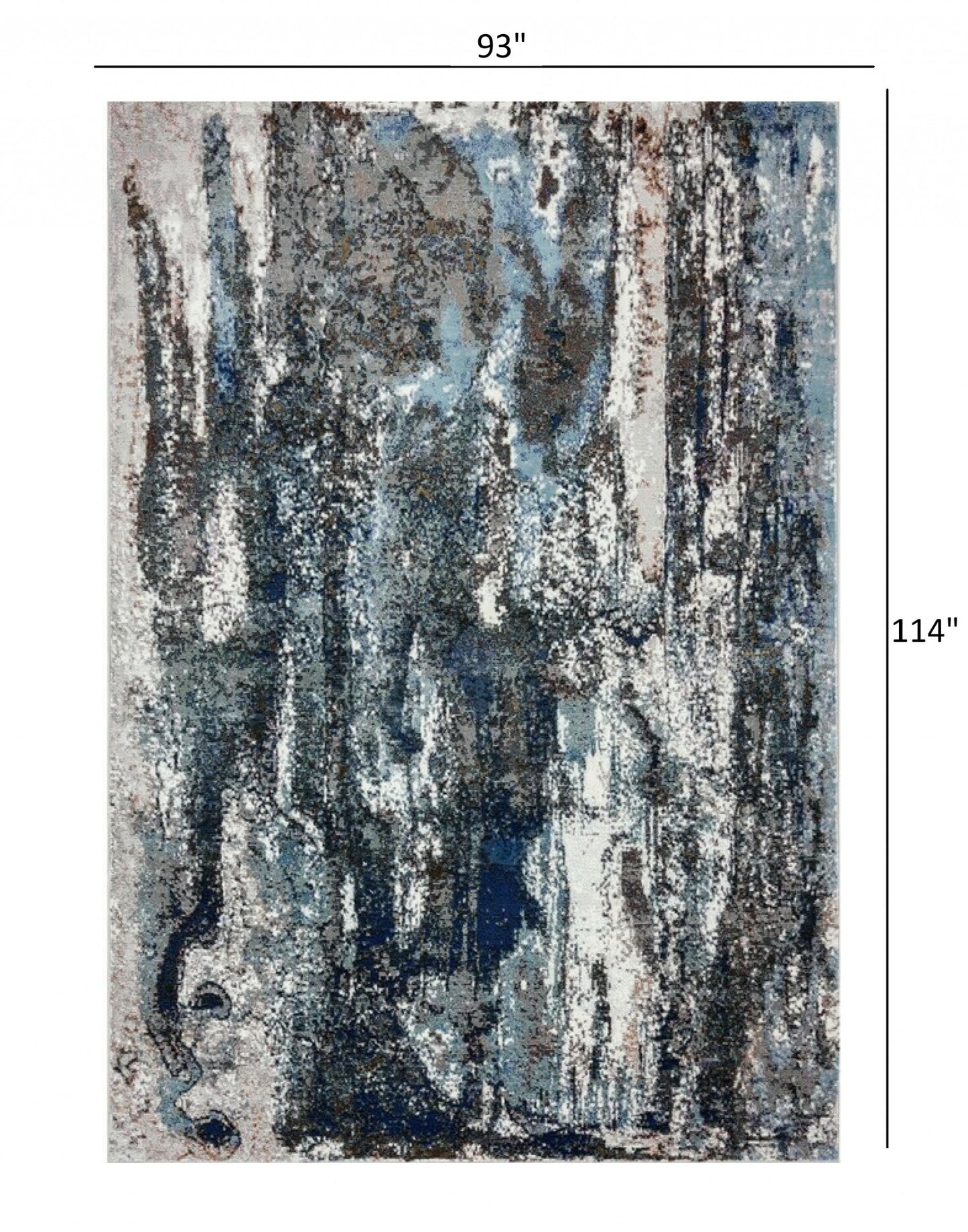 8' x 10' Shades of Blue and Gray Abstract Marble Area Rug