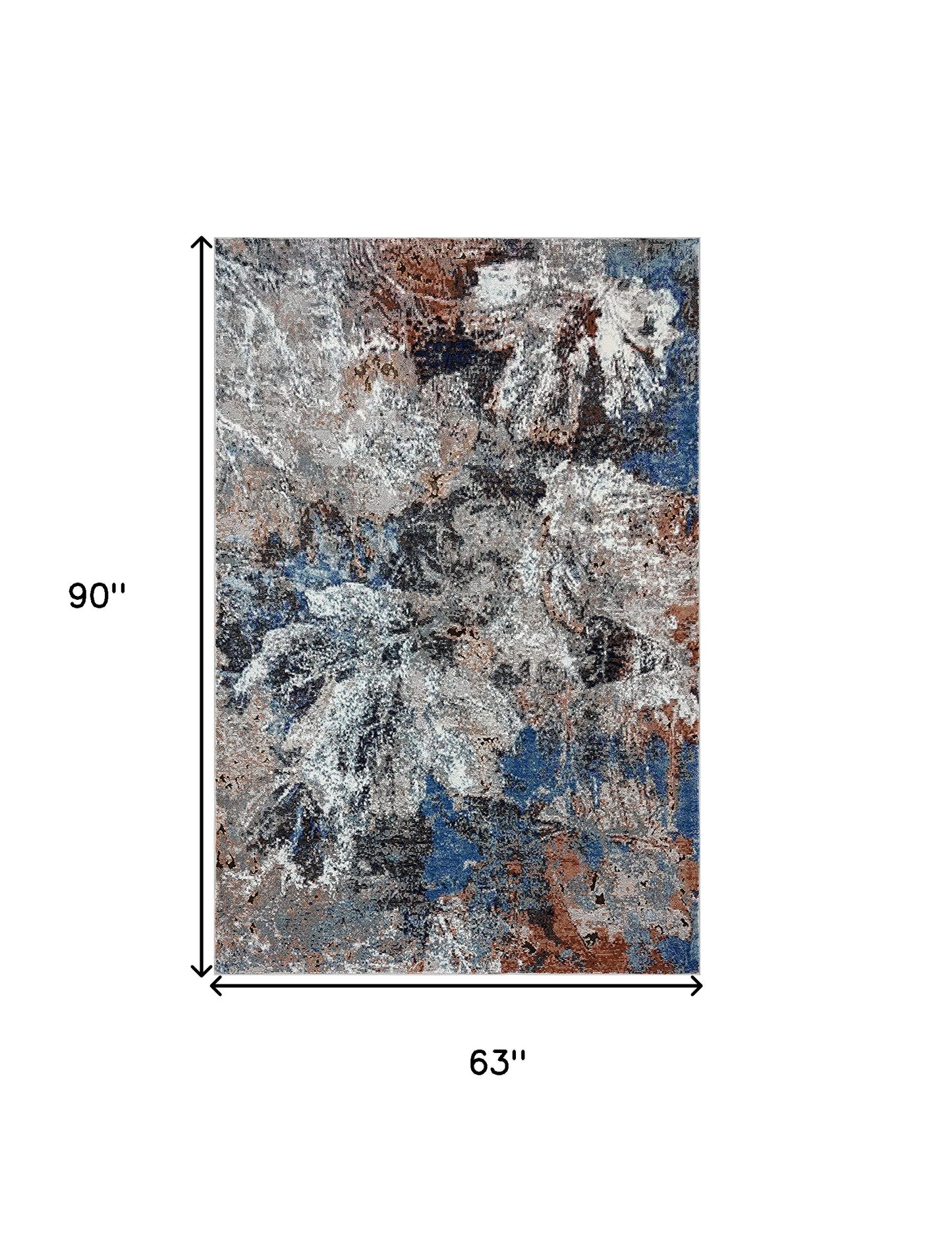 5' X 8' Gray Abstract Foliage Area Rug