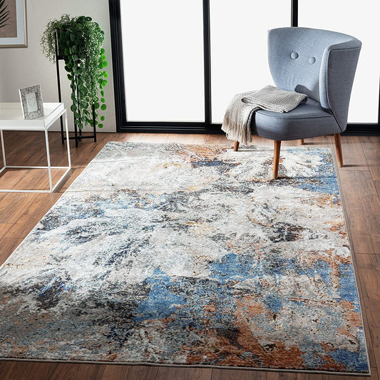 5' X 8' Gray Abstract Foliage Area Rug