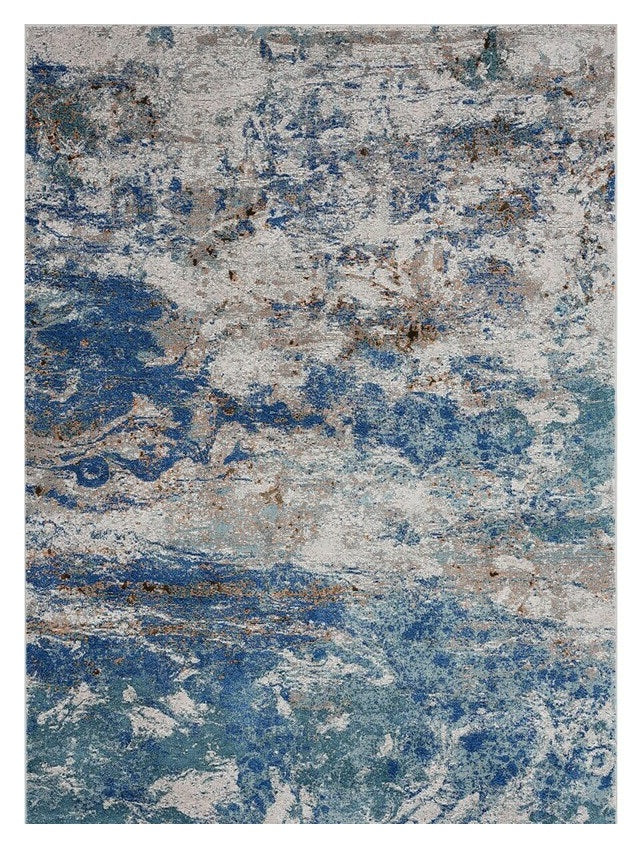 8' X 10' Blue and Gray Abstract Earth Area Rug