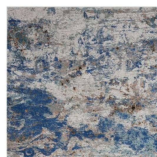 8' X 10' Blue and Gray Abstract Earth Area Rug