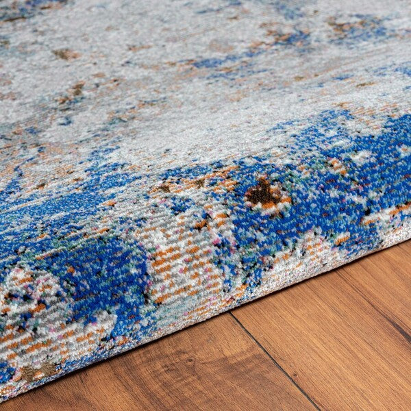 8' X 10' Blue and Gray Abstract Earth Area Rug