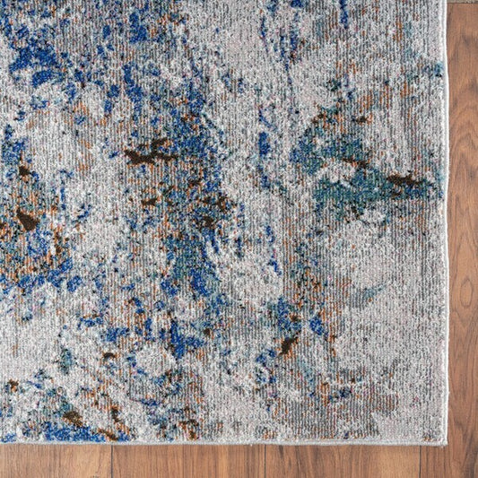 5' X 8' Blue and Gray Abstract Earth Area Rug