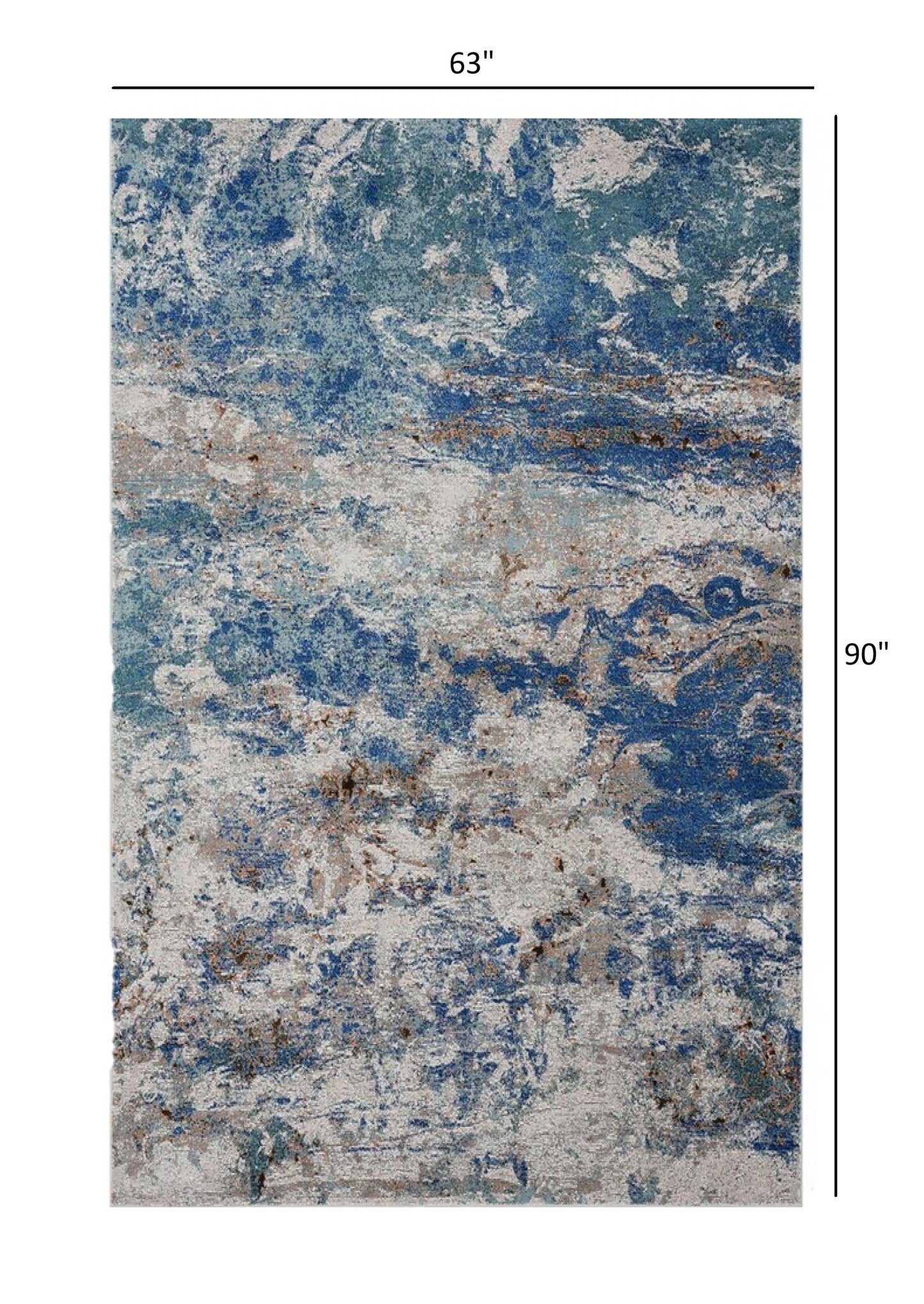 8' X 10' Blue and Gray Abstract Earth Area Rug