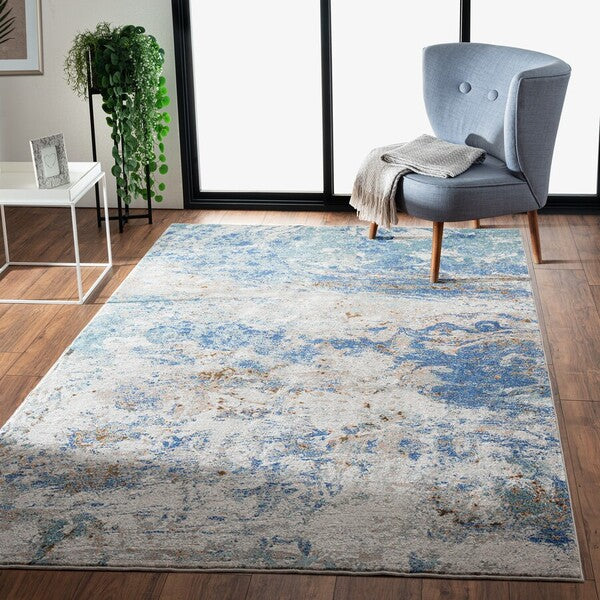 5’ x 8’ Blue and Gray Abstract Earth Area Rug