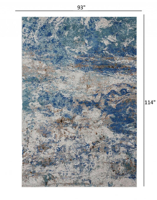 5' X 8' Blue and Gray Abstract Earth Area Rug