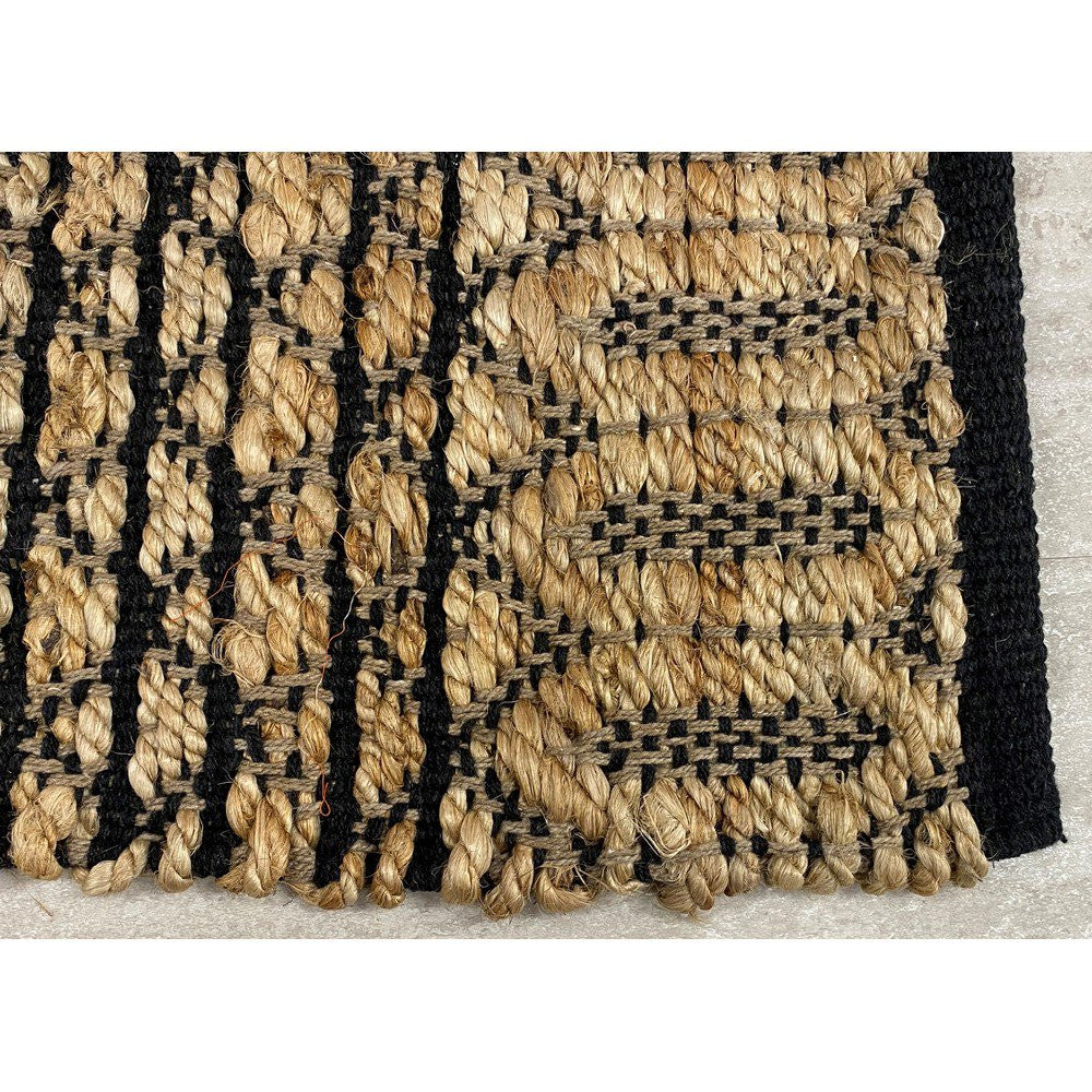 3' X 4' Tan and Black Hand Woven Area Rug