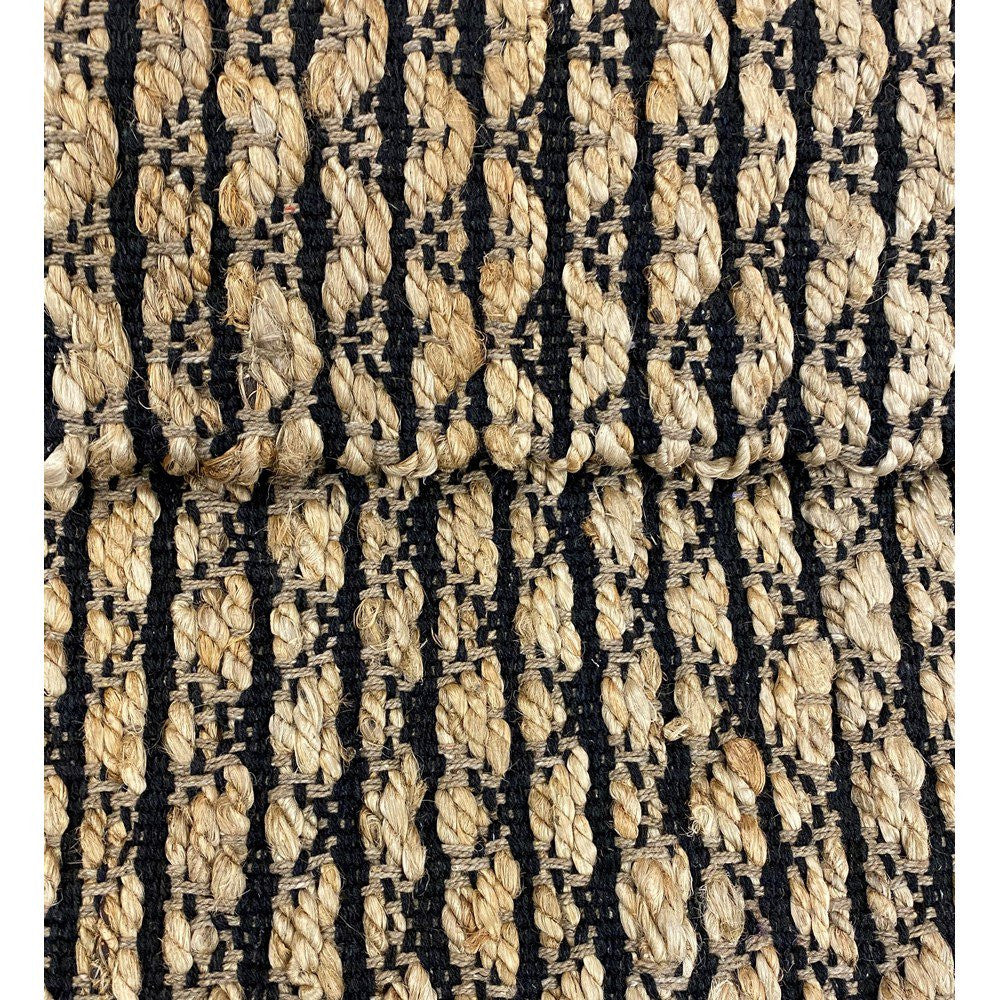 3' X 4' Tan and Black Hand Woven Area Rug