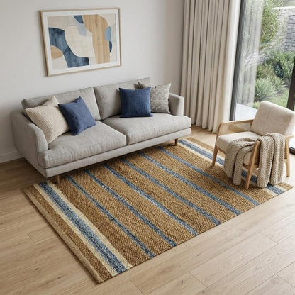 5' X 7' Tan and Ivory Hand Woven Area Rug