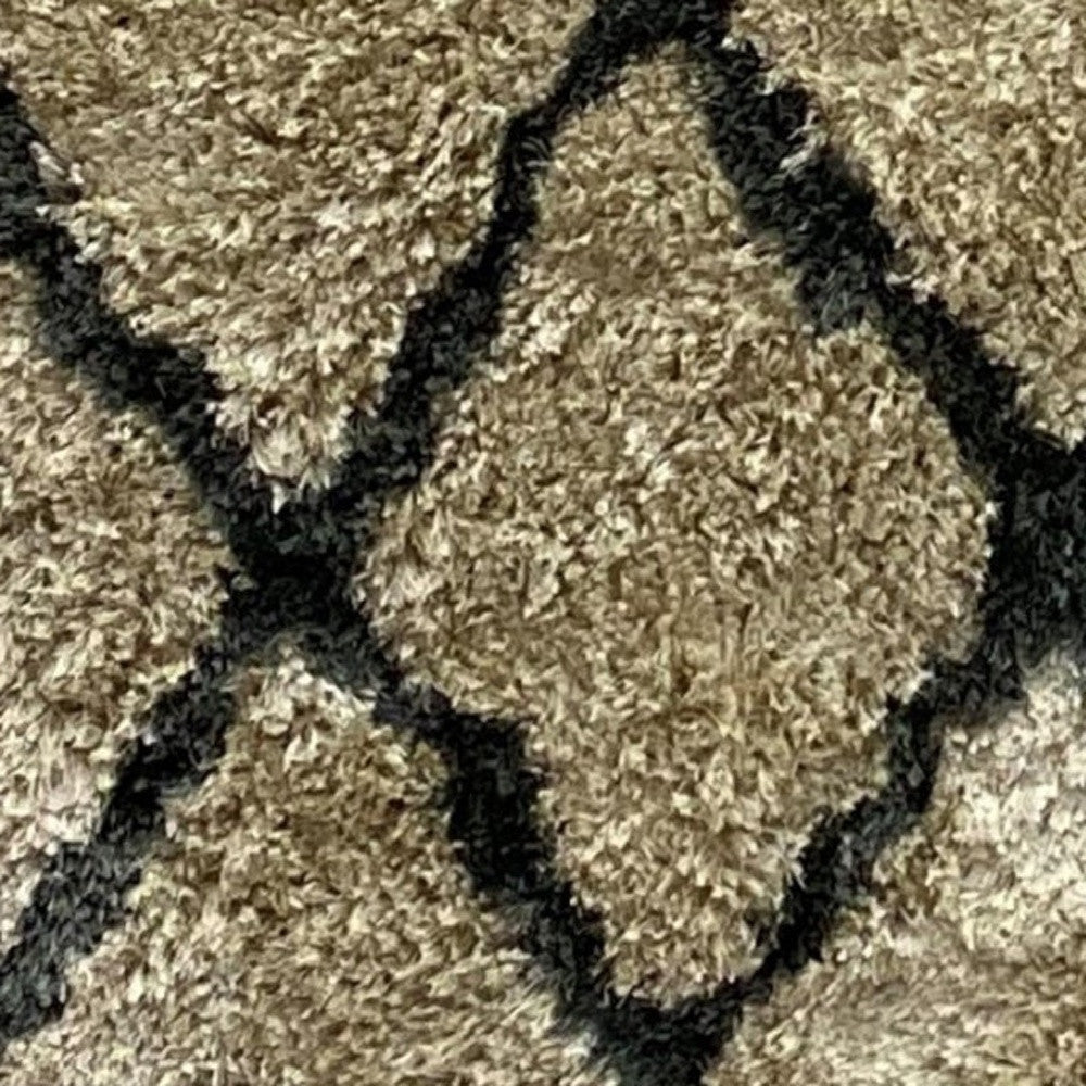 5' X 7' Cream and Black Lattice Area Rug