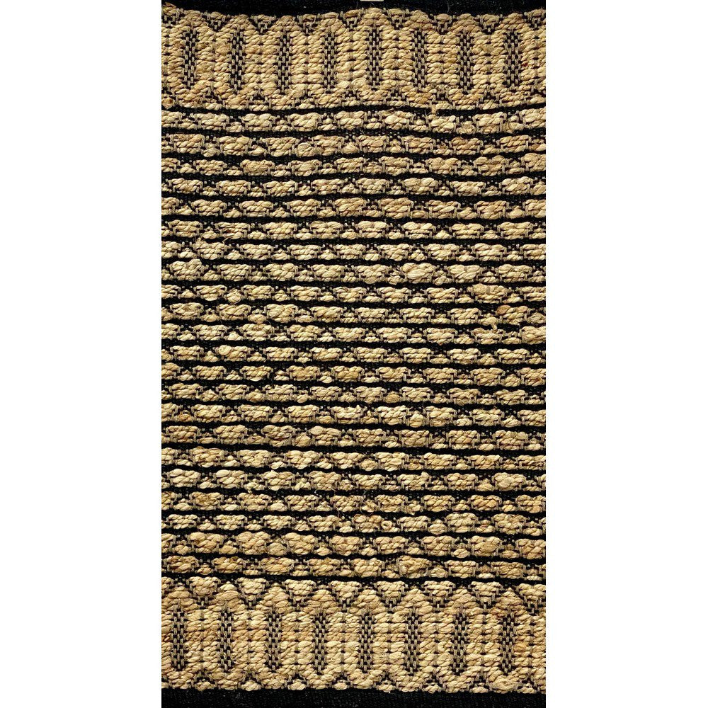 3' X 4' Tan and Black Hand Woven Area Rug