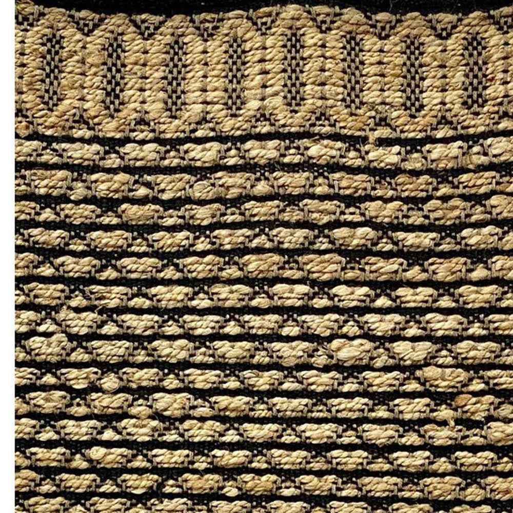 3' X 4' Tan and Black Hand Woven Area Rug