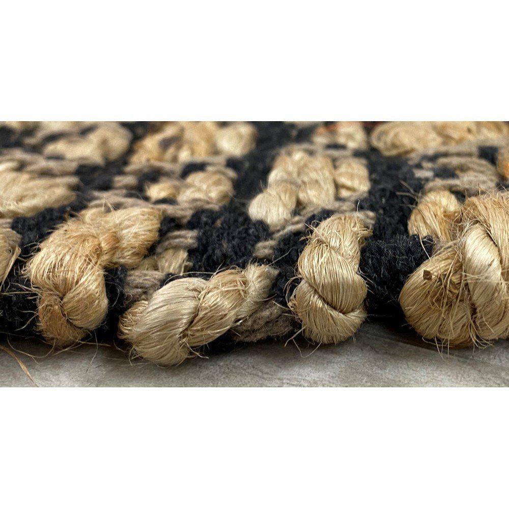 3' X 4' Tan and Black Hand Woven Area Rug